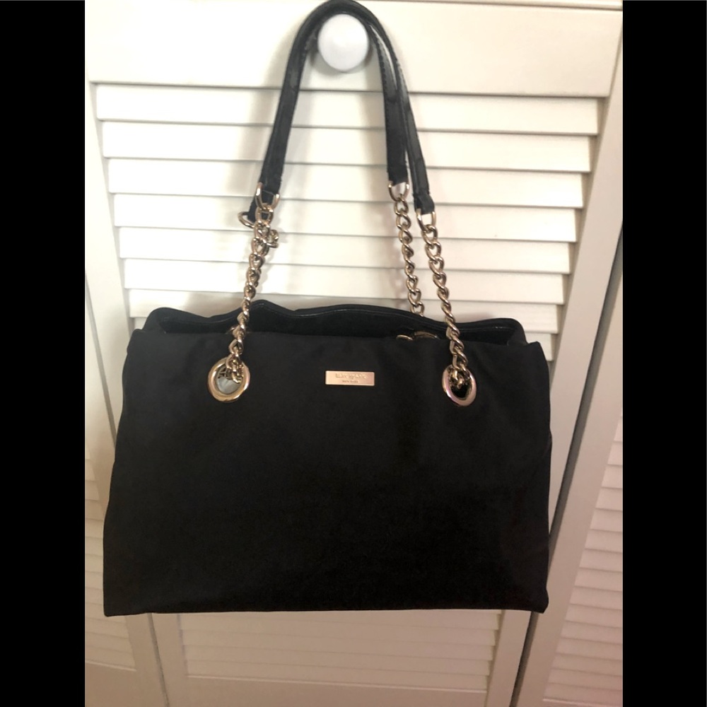 Kate Spade New York Gold Coast Maryane -Black Microfiber - Patent Handles/Trim